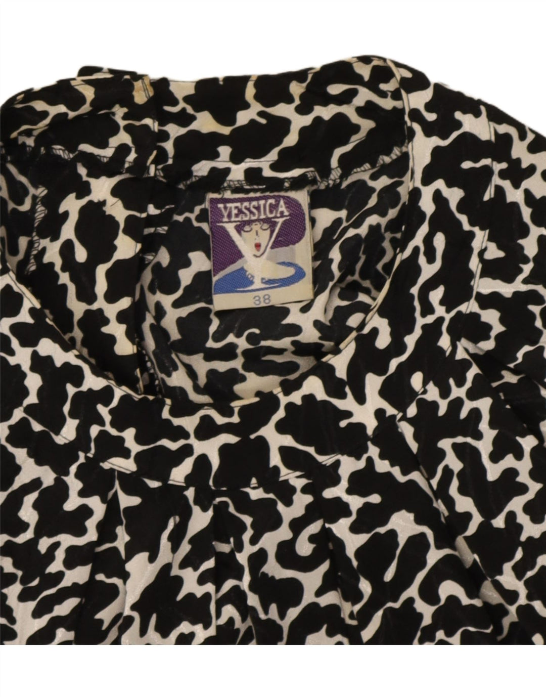 Yessica Womens Crop Bluse Top EU 38 Medium Black Animal Print Polyester