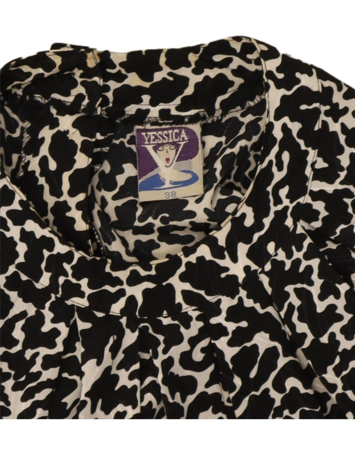 Yessica Womens Crop Bluse Top EU 38 Medium Black Animal Print Polyester