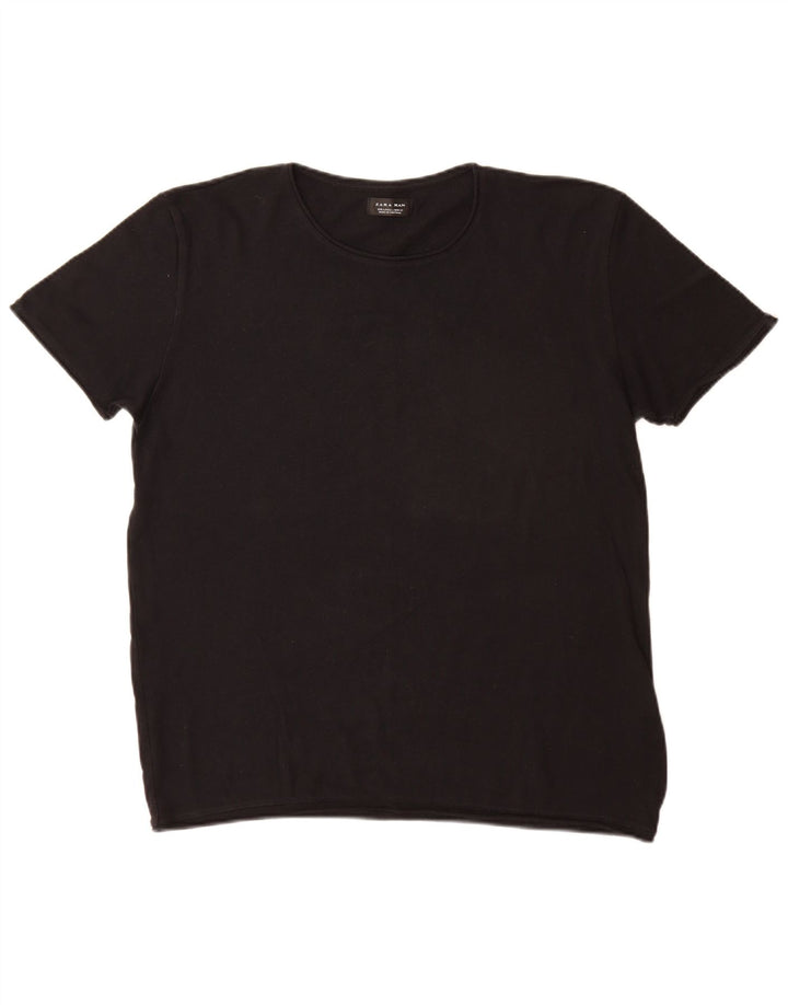 Zara Herre T-Shirt Top Stor Sort Bomuld