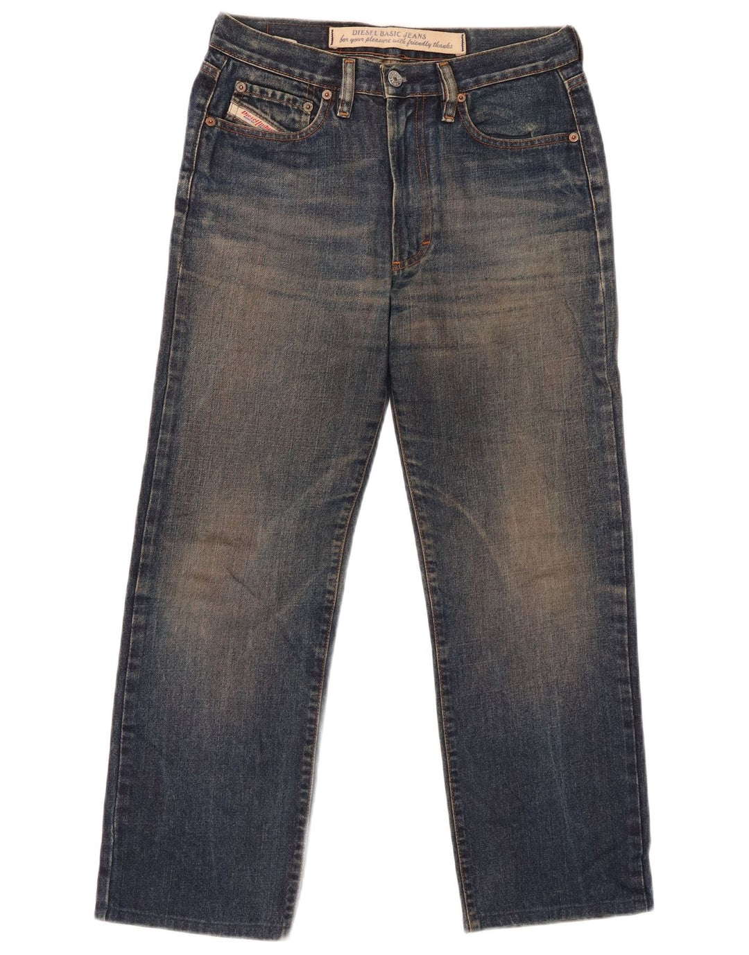 DIESEL Herre Cropped Jeans W28 L25 Blå Bomuld