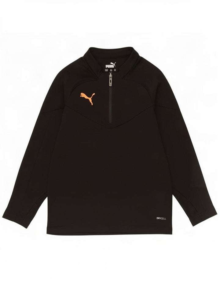 Puma Boys Zip Neck Pullover Træningsdragt Top 7-8 år Sort Polyester