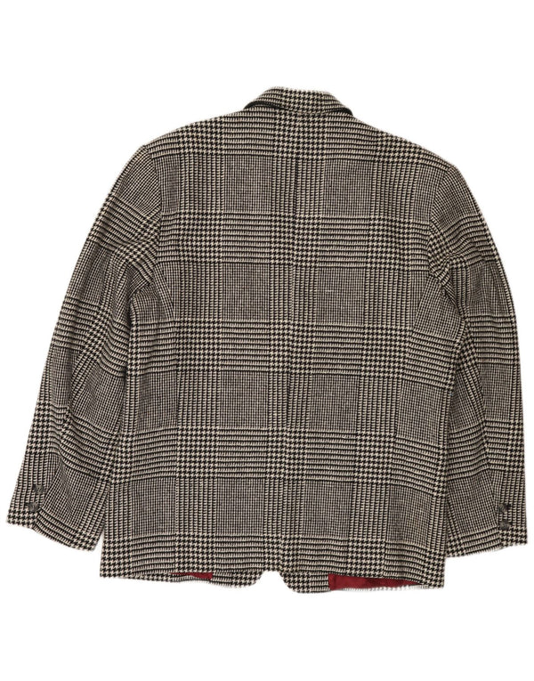 VINTAGE Blazerjakke til mænd med 2 knapper IT 52 XL Sort Houndstooth Uld