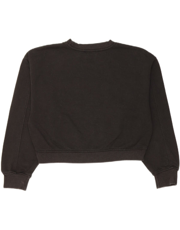 Zara Womens Crop Sweatshirt Jumper UK 14 Medium Sort Bomuld