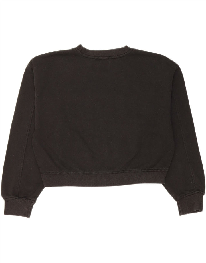 Zara Womens Crop Sweatshirt Jumper UK 14 Medium Sort Bomuld