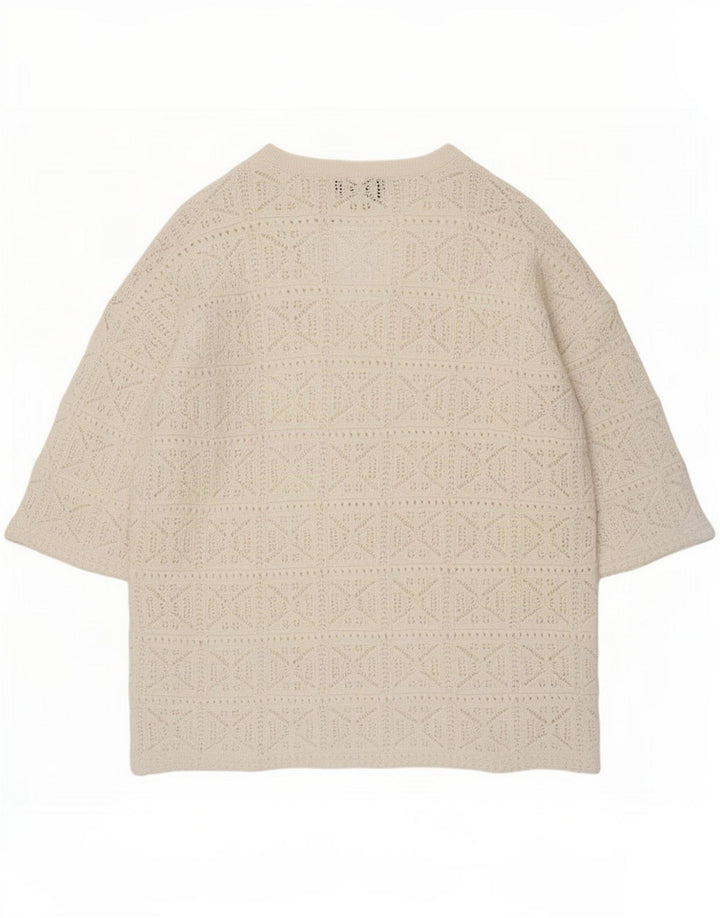 Zara Oversized hæklet tunikatop for kvinder DK 14 Medium Off White Bomuld