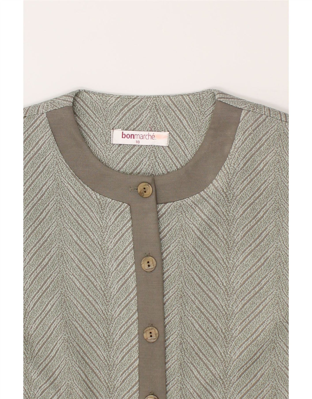 VINTAGE Womens 6 Button Blazer Jacket UK 18 XL Green Striped Acrylic Vintage Vintage and Second-Hand Vintage from Messina Hembry 