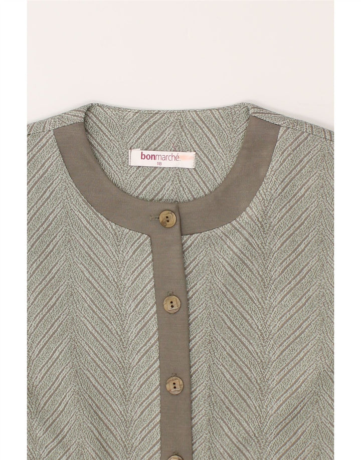 VINTAGE Womens 6 Button Blazer Jacket UK 18 XL Green Striped Acrylic Vintage Vintage and Second-Hand Vintage from Messina Hembry 