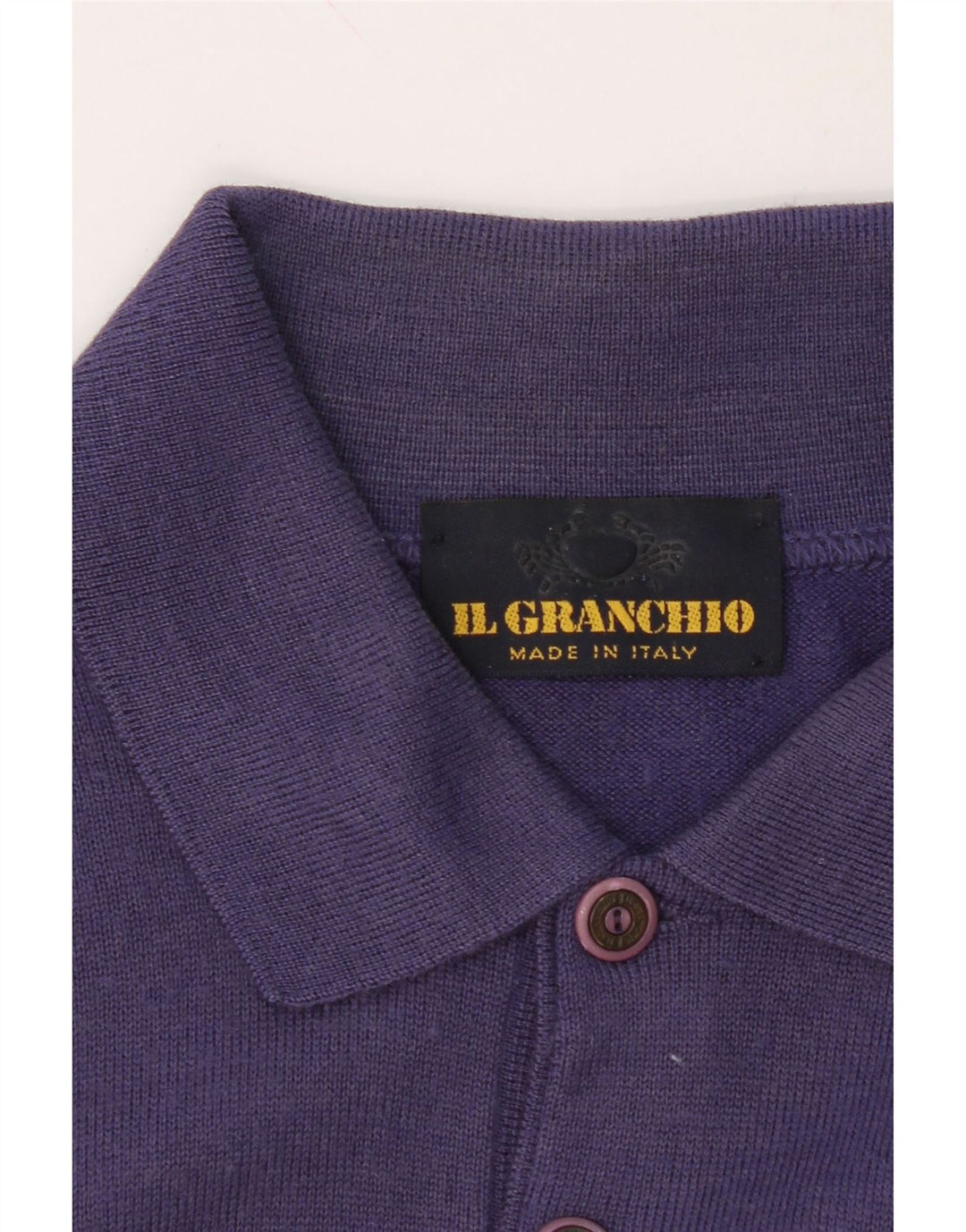 IL GRANCHIO Mens Polo Neck Jumper Sweater Medium Purple Argyle/Diamond Vintage Il Granchio and Second-Hand Il Granchio from Messina Hembry 