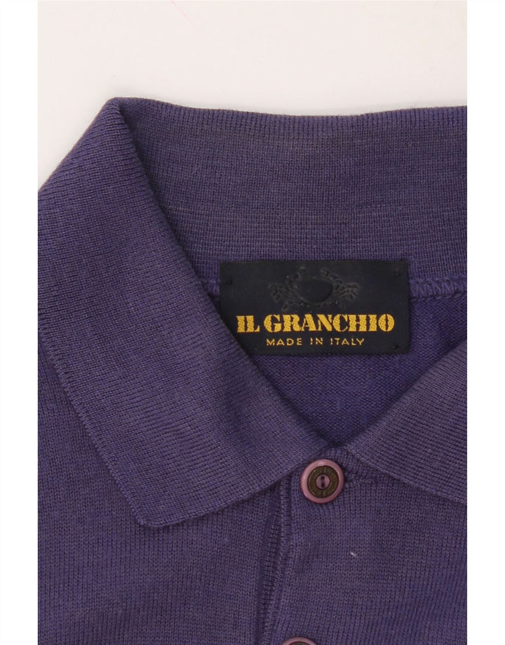 IL GRANCHIO Mens Polo Neck Jumper Sweater Medium Purple Argyle/Diamond Vintage Il Granchio and Second-Hand Il Granchio from Messina Hembry 