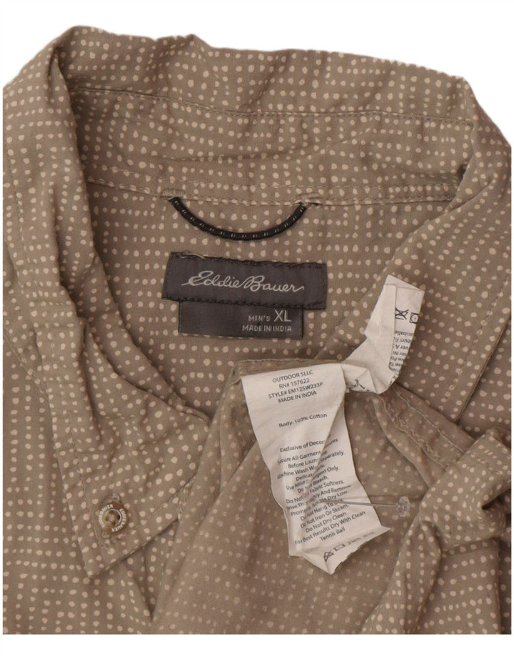 Eddie Bauer kortærmet herreskjorte XL Grå plettet bomuld
