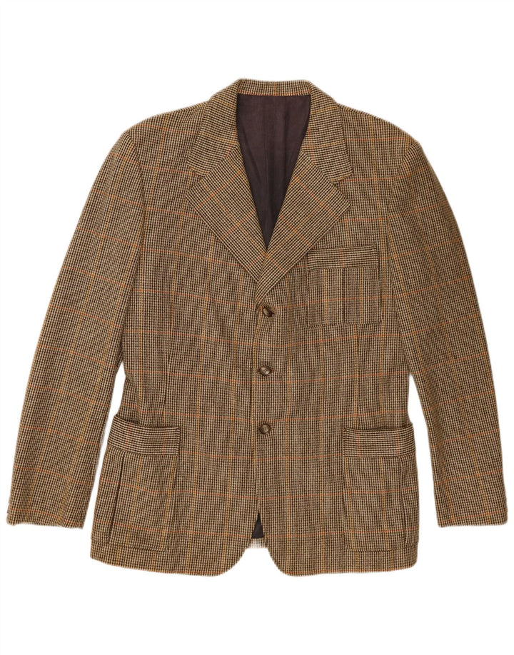 Vintage herre 3-knaps blazerjakke UK 38 Medium Khaki Check