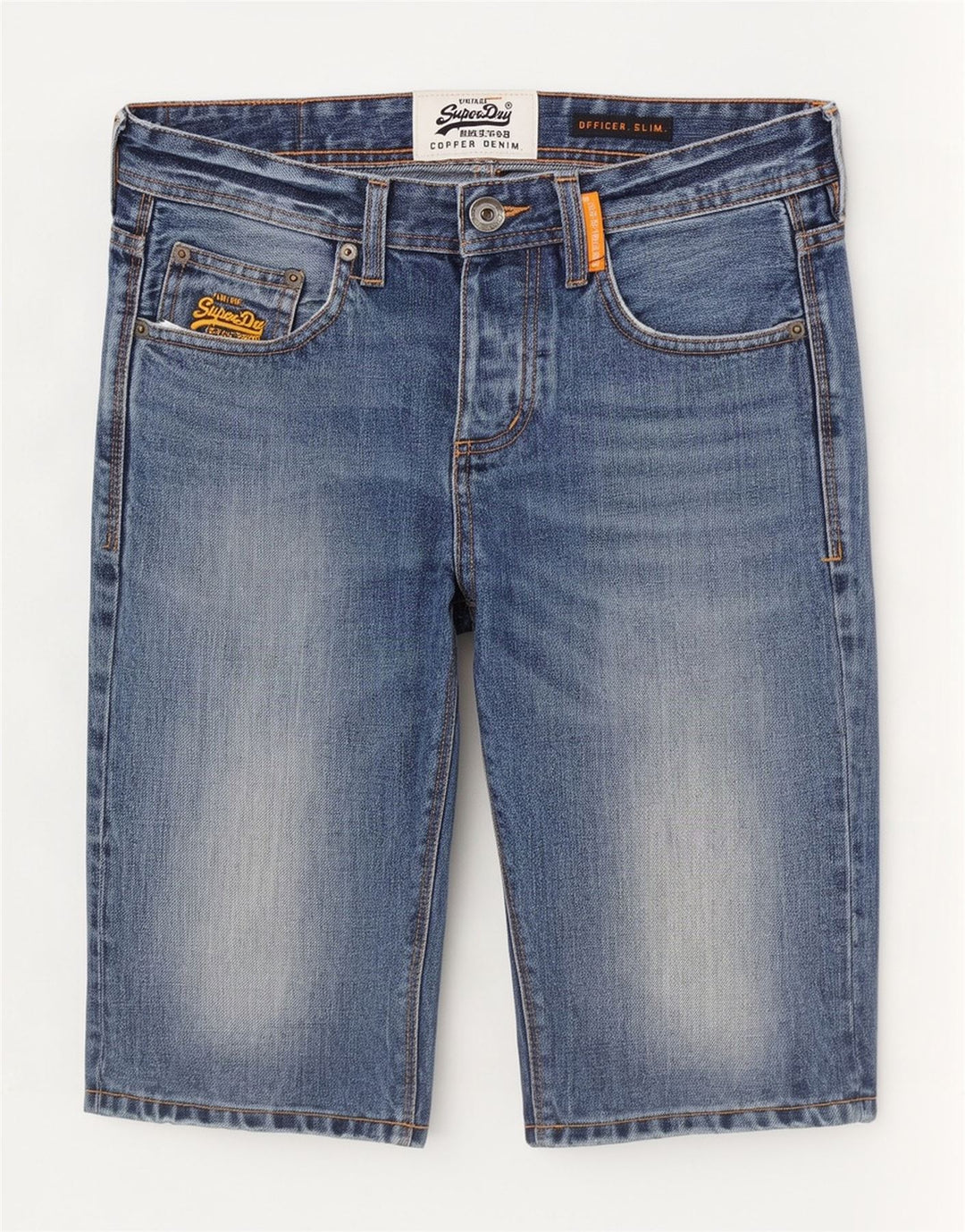 Superdry Slim Fit denimshorts til mænd W30 mellemblå bomuld