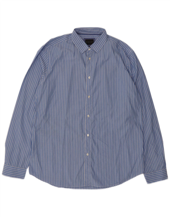 SISLEY Mens Regular Fit Shirt Large Blue Striped
