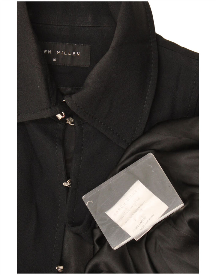 Karen Millen Dame Blazer Jacket UK 10 Small Black Acetate