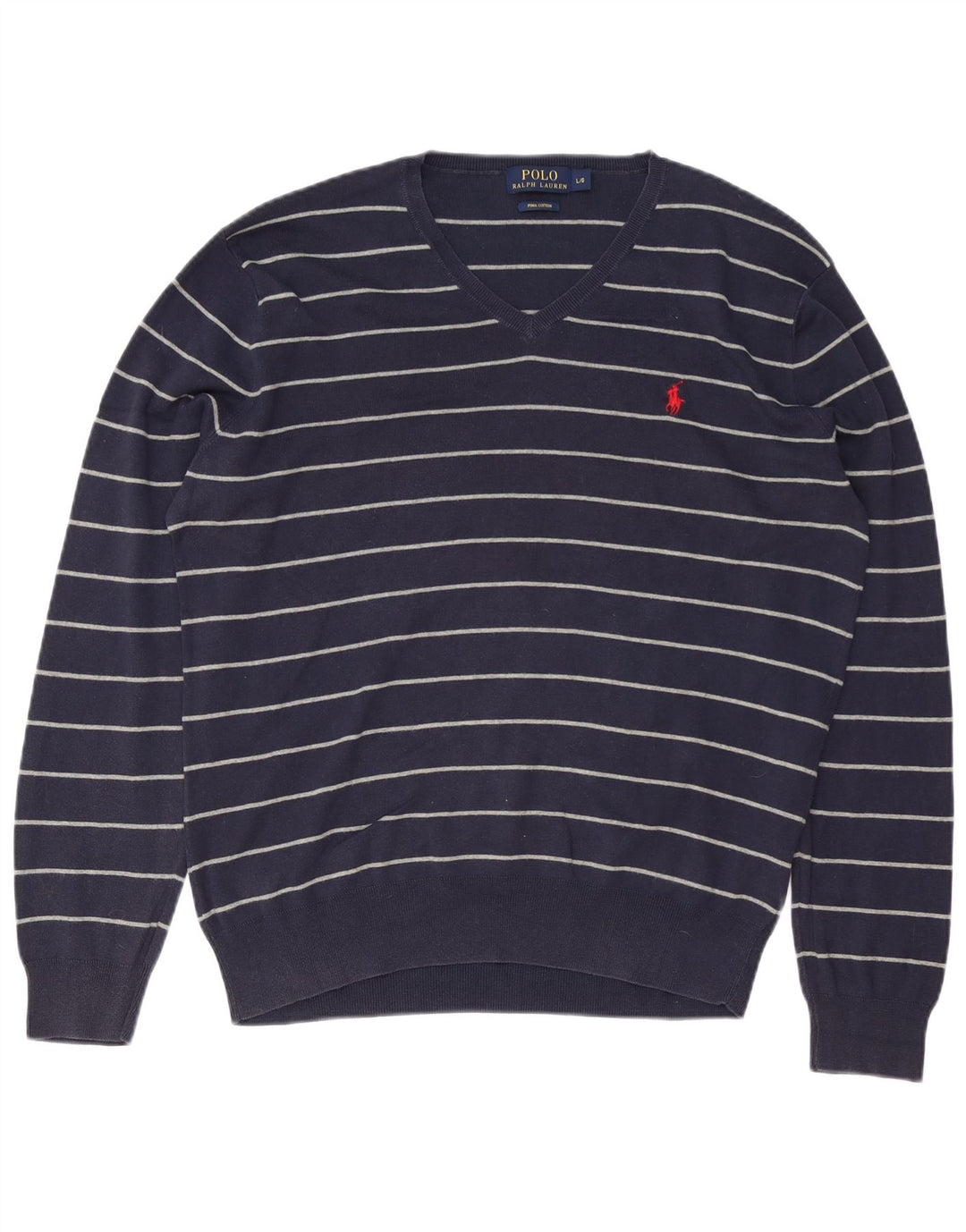POLO RALPH LAUREN Herre V-hals sweater Stor marineblå stribet