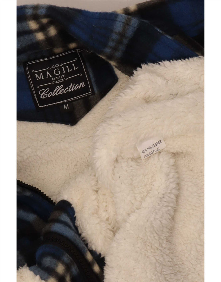 Magill Herre Sherpa Fleecejakke UK 38 Medium Blue Plaid Polyester