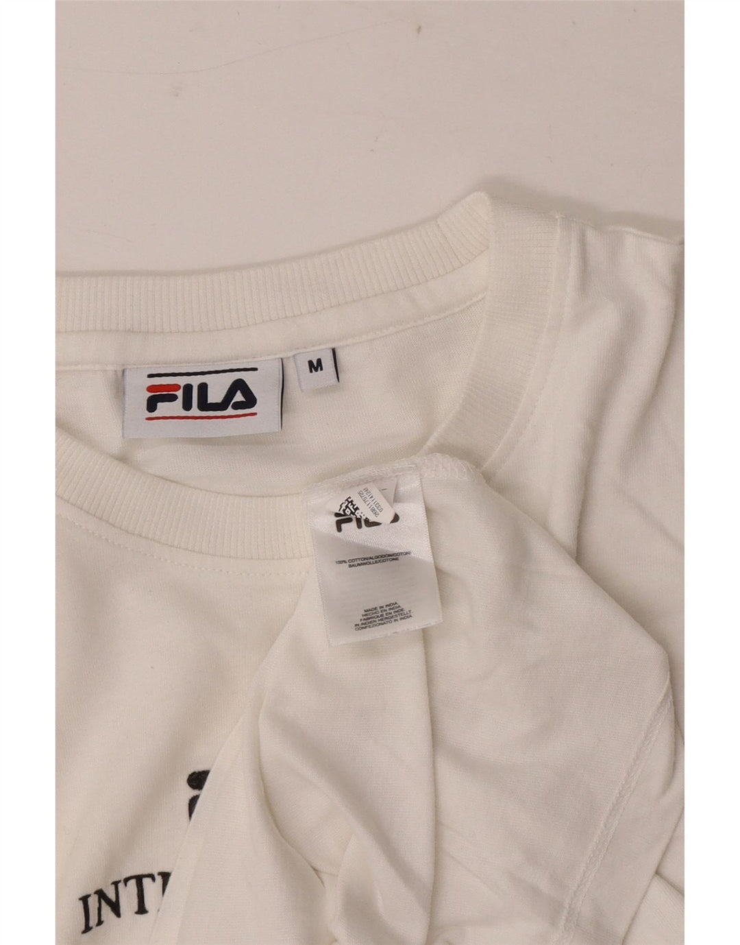 Fila Herre Grafisk T-Shirt Top Medium Hvid Bomuld