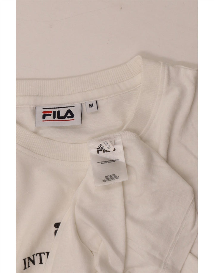 Fila Herre Grafisk T-Shirt Top Medium Hvid Bomuld