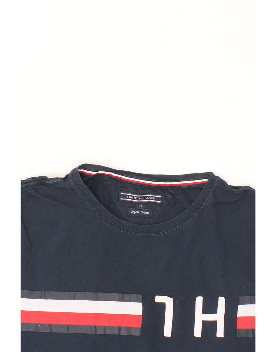 TOMMY HILFIGER Mens Graphic T-Shirt Top Medium Navy Blue Cotton Vintage Tommy Hilfiger and Second-Hand Tommy Hilfiger from Messina Hembry 