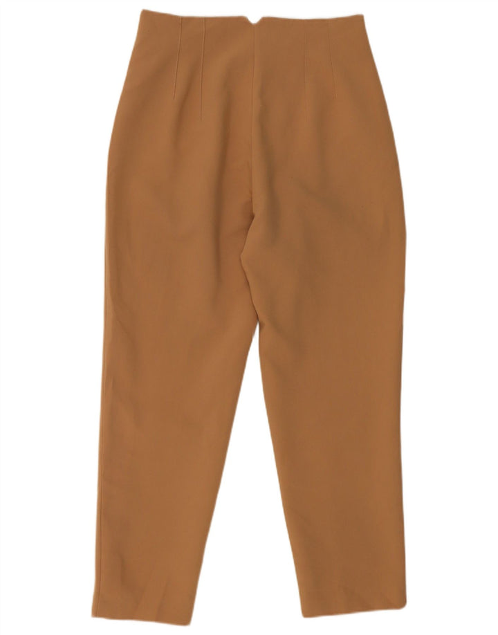 Zara Dame Slim Cropped Trousers Medium W28 L26 Beige Polyester