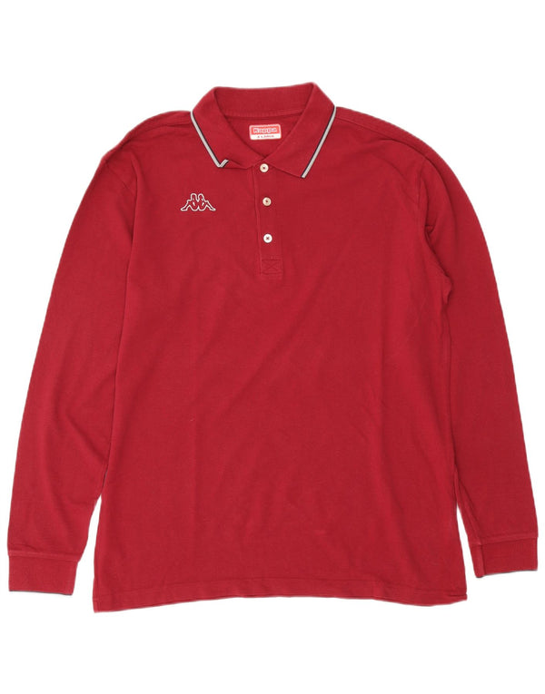 Kappa Langærmet Polo Shirt til mænd XL Rød Bomuld