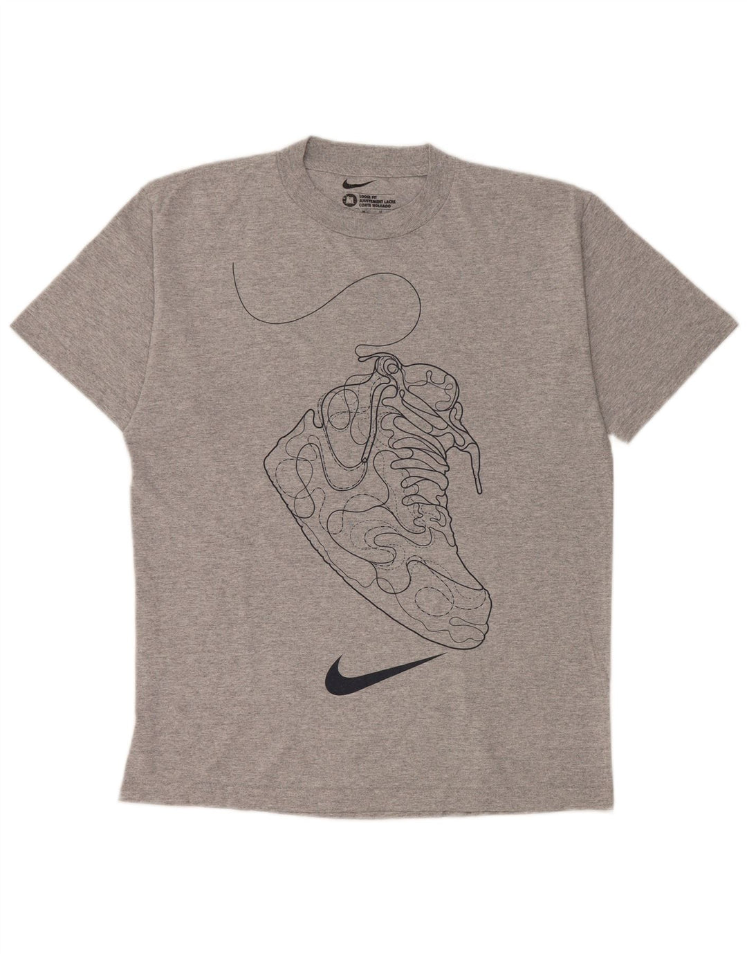 Nike Herre Loose Fit grafisk T-shirt Top Medium Grey Flecked Bomuld