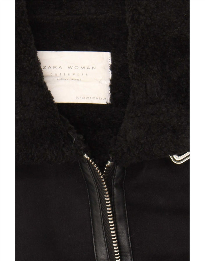 Zara Sherpajakke til kvinder UK 6 XS Sort polyester