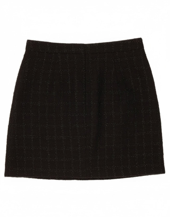 Warehouse Dame Mini-nederdel UK 10 Small W28 Black Check Polyester