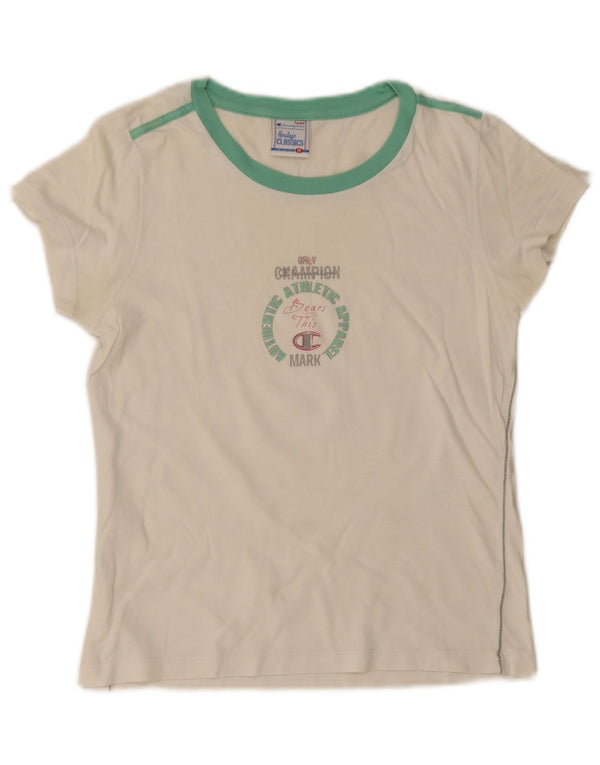 Champion Womens Heritage Classics Grafisk T-Shirt Top UK 12 Medium White