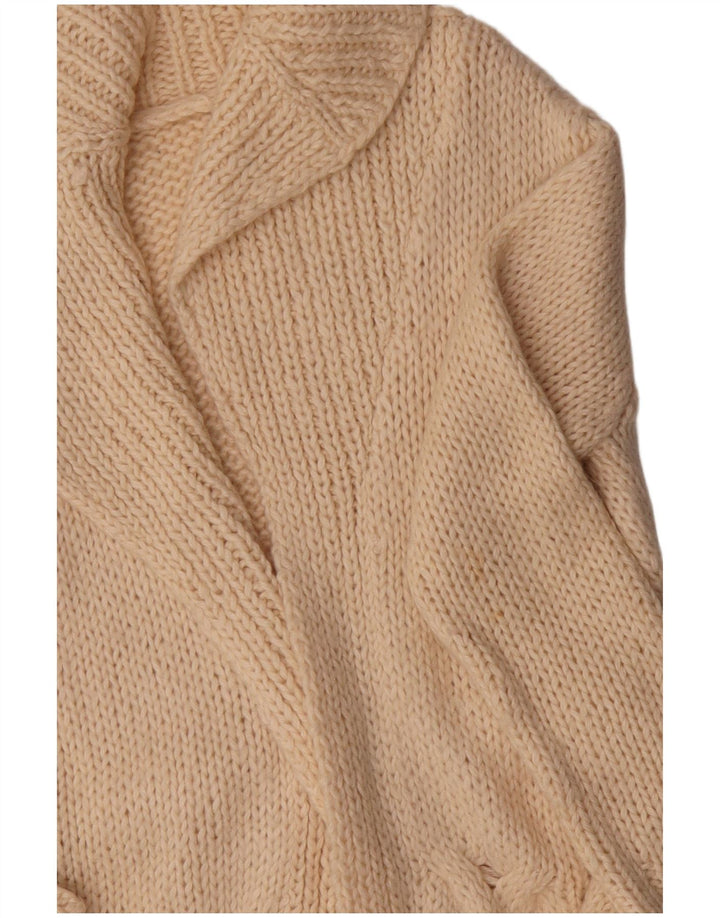 Zara Womens Longline Open Cardigan Sweater UK 14 Medium Beige Akryl