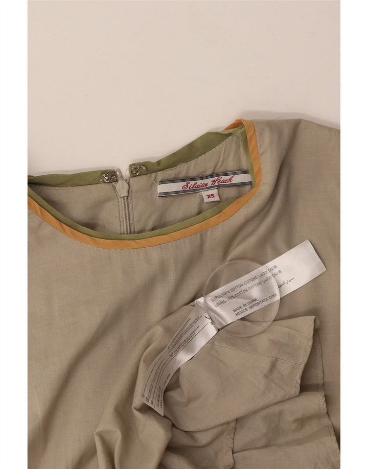 SILVIAN HEACH Dame Ærmeløs A-line kjole UK 6 XS Beige Colourblock