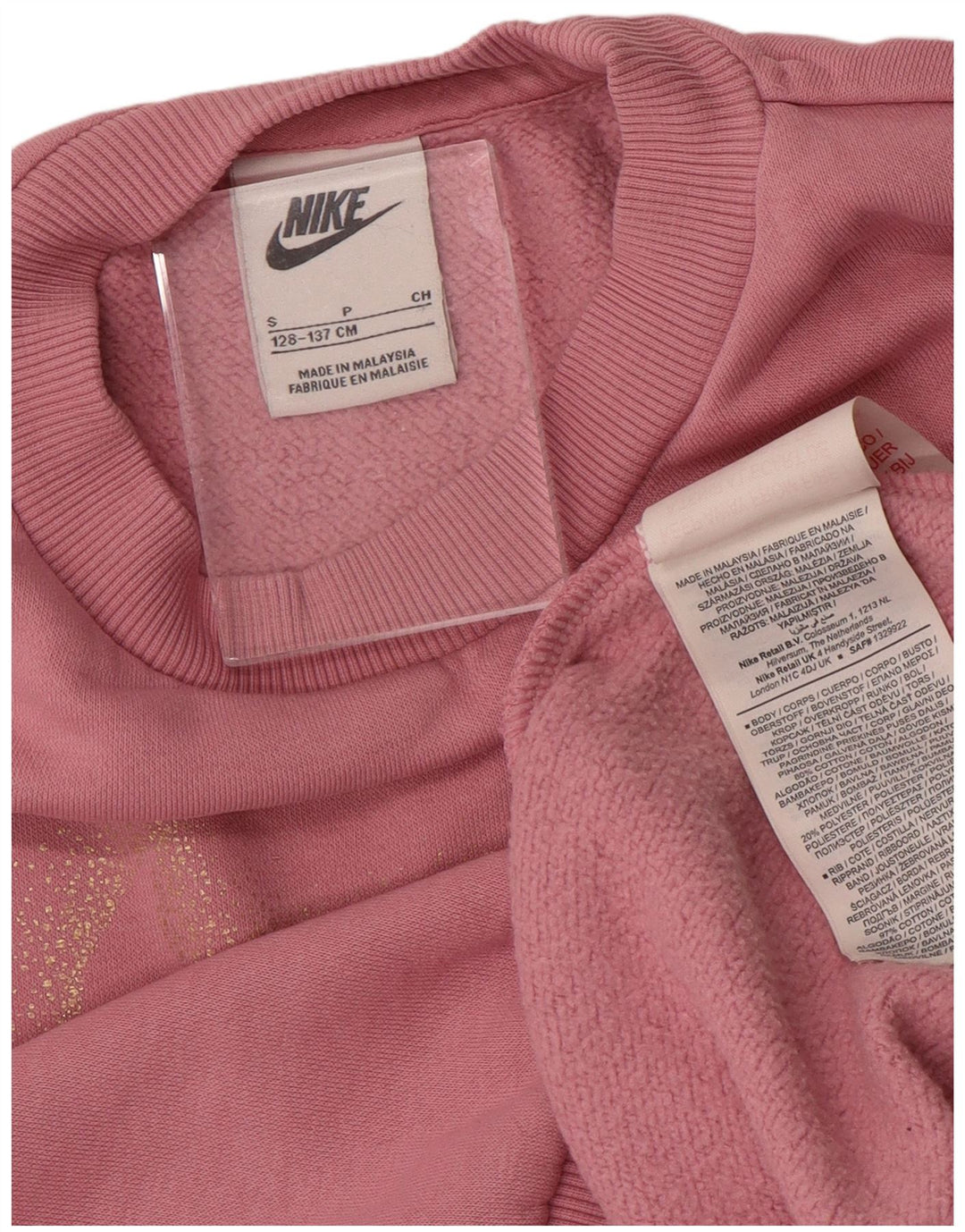 NIKE piger grafisk sweatshirt sweater 8-9 år lille pink bomuld
