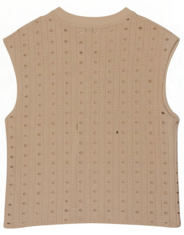Zara Damevest Top UK 14 Medium Beige Polyester