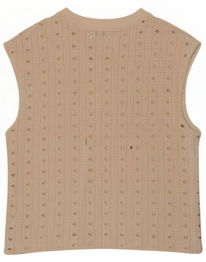 Zara Damevest Top UK 14 Medium Beige Polyester