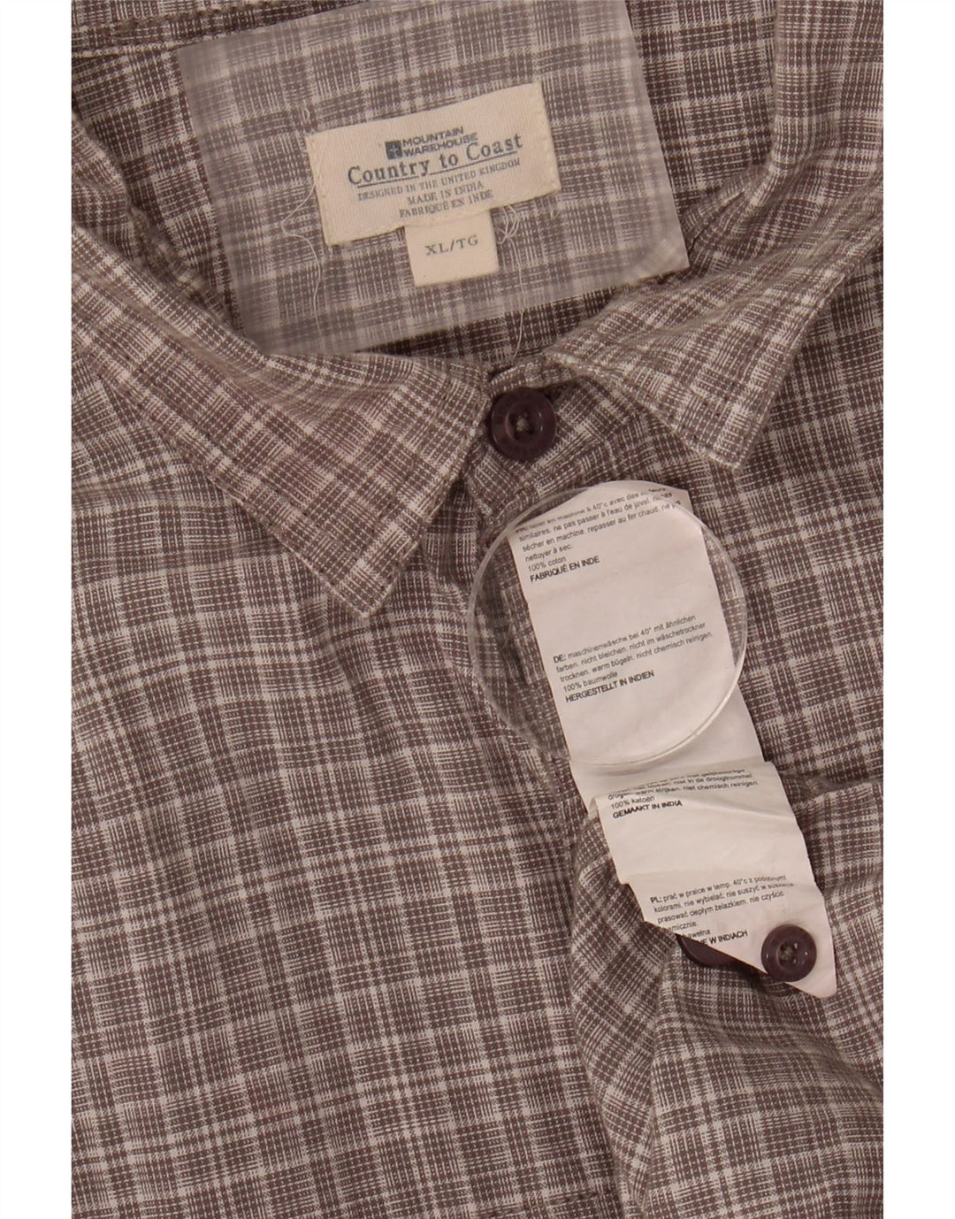 MOUNTAIN WAREHOUSE Mens Shirt XL Grey Check Cotton