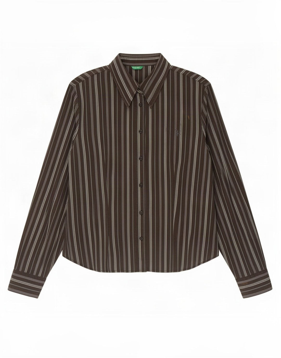 Benetton Dameskjorte UK 16 Stor Brun Stribet