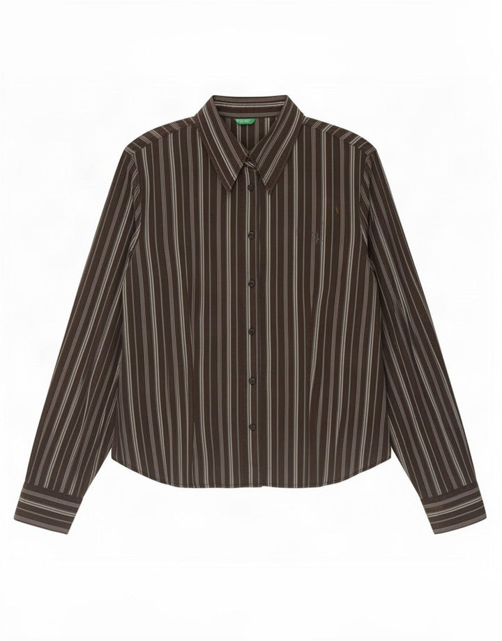 Benetton Dameskjorte UK 16 Stor Brun Stribet