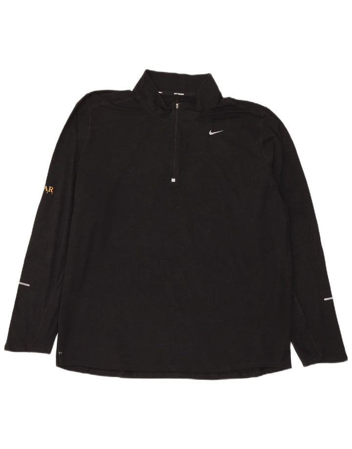 Nike Herre Dri Fit Pullover med lynlås-hals træningsdragt Top 2XL sort polyester