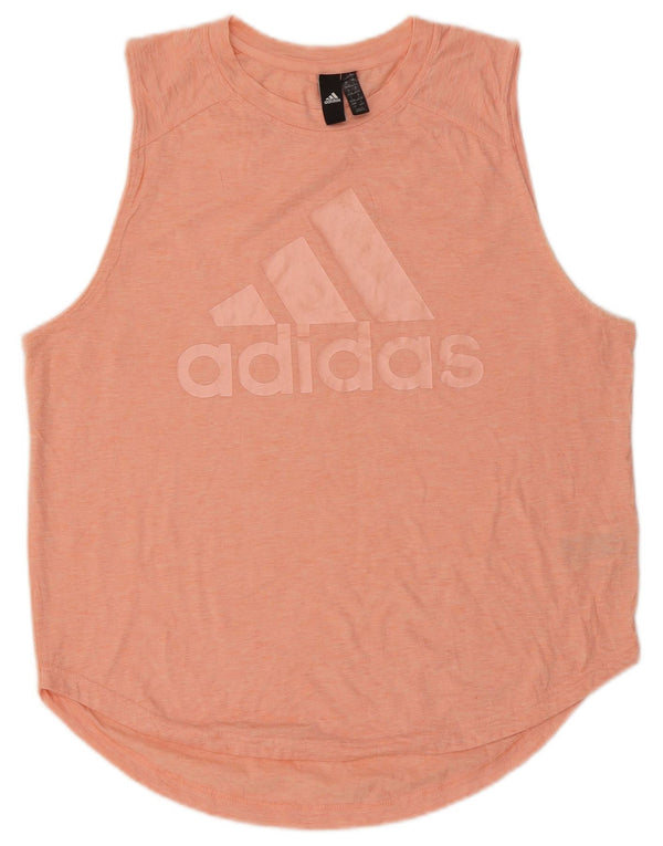 Adidas Dame Grafisk Vest Top UK 16/18 Large Orange Flecked Bomuld
