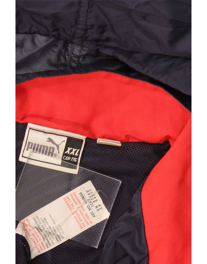 PUMA Mens Hooded Rain Jacket UK 44 2XL Navy Blue Nylon Vintage Puma and Second-Hand Puma from Messina Hembry 