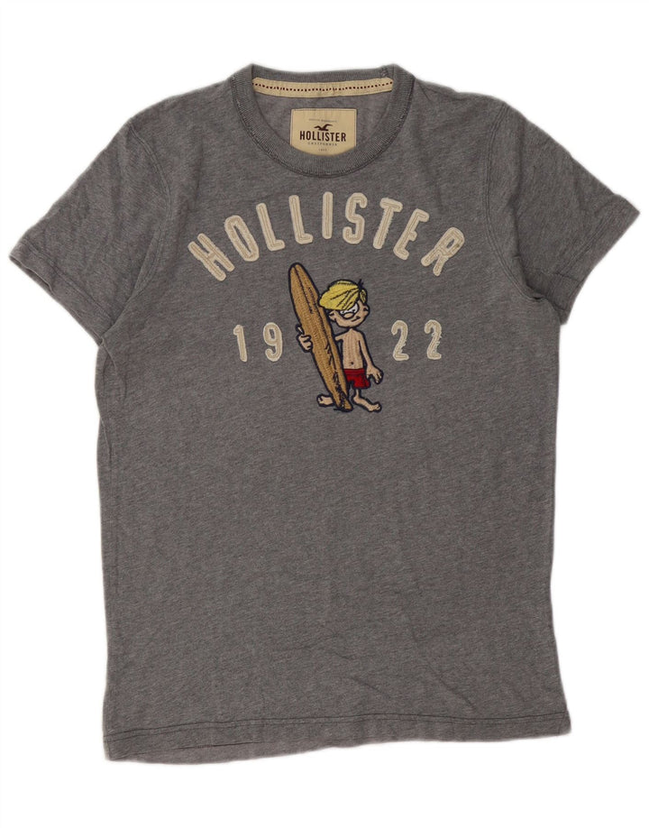 Hollister Herre grafisk T-shirt Top mellemgrå bomuld