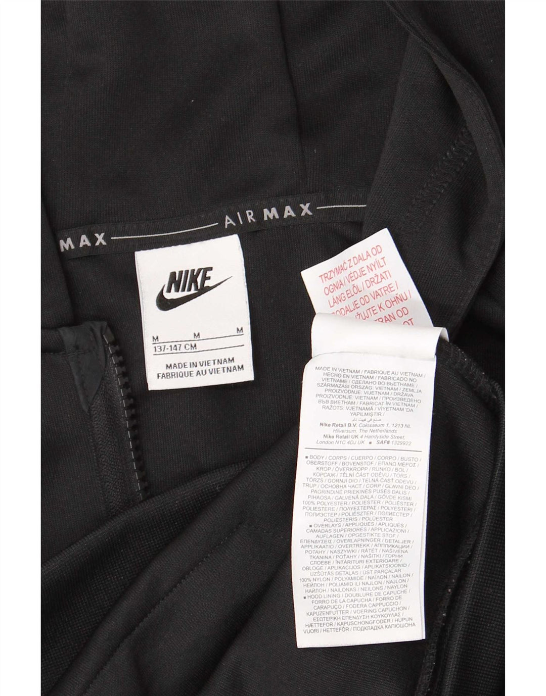 Nike hættetrøje med lynlås til drenge 10-11 år Medium Sort polyester