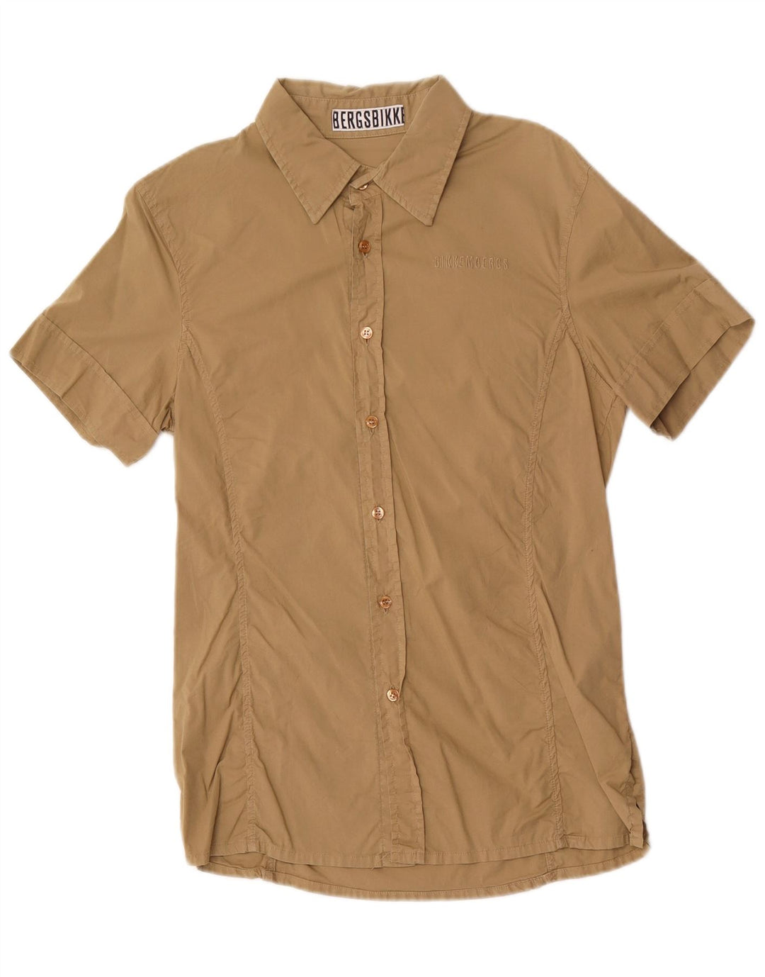 Bikkembergs Kortærmet Herreskjorte Medium Beige Bomuld