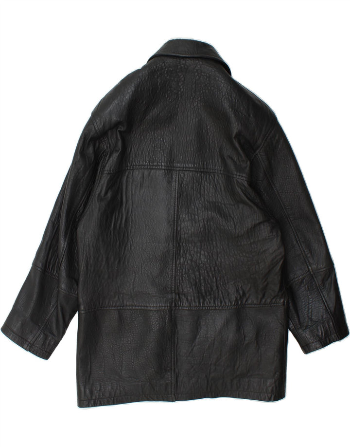JOY Womens Leather Coat UK 14 Medium Black Leather Vintage Joy and Second-Hand Joy from Messina Hembry 