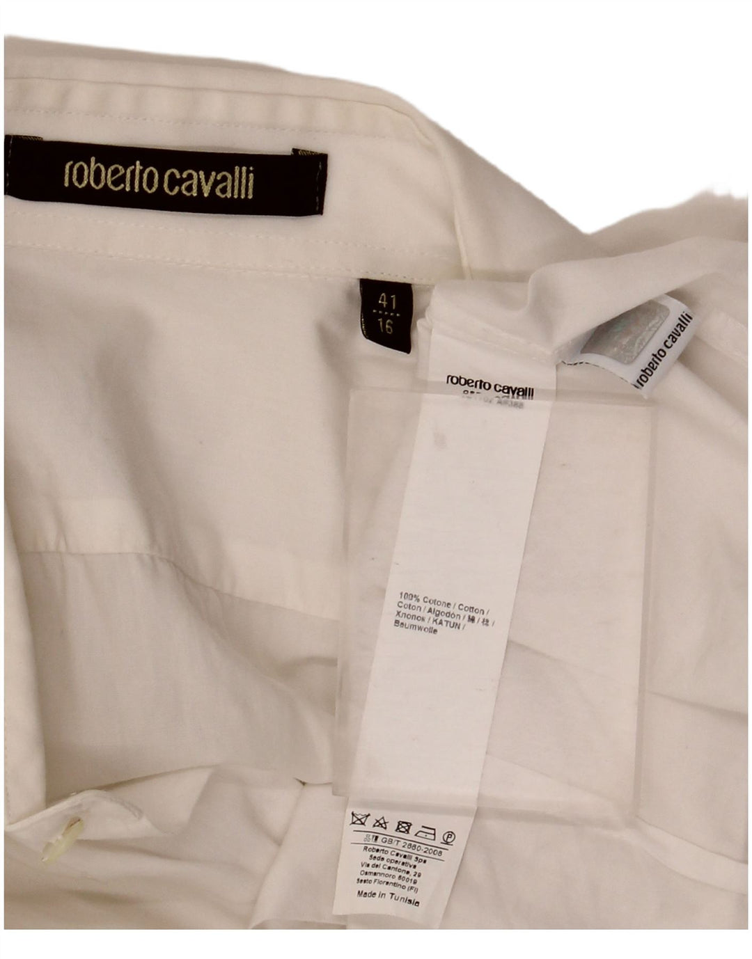 Roberto Cavalli Herreskjorte str. 41 16 Stor hvid bomuld