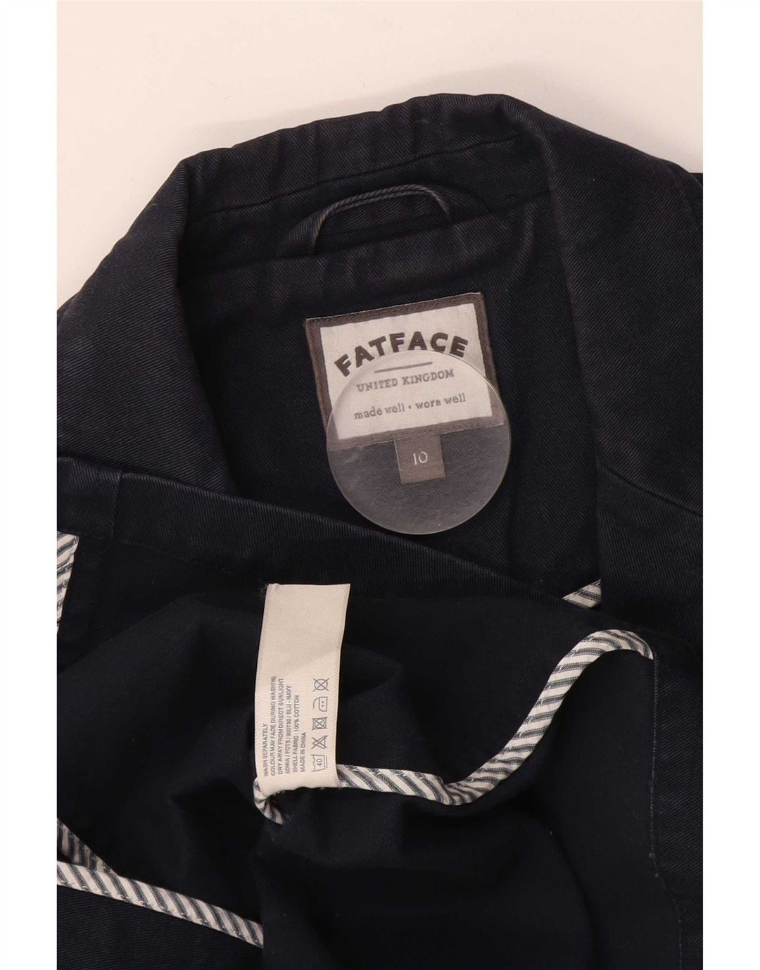 Fat Face Dame 3/4 ærmer 2-knaps blazerjakke UK 10 Small Navy Blue
