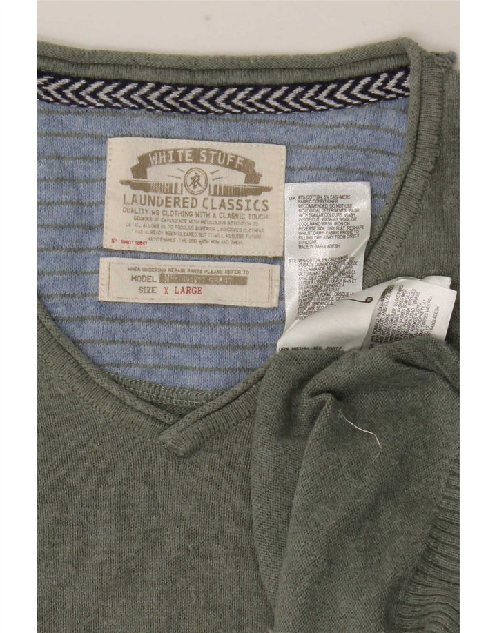 White Stuff Herre V-hals sweater XL Khaki Bomuld