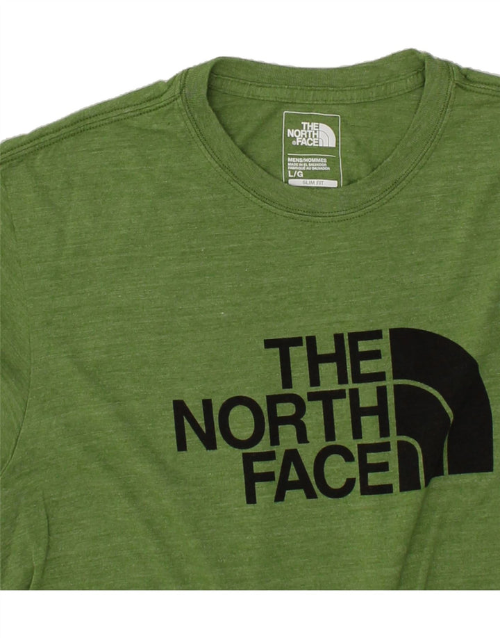THE NORTH FACE Herre Slim Fit Grafisk T-Shirt Top Stor Grøn Polyester