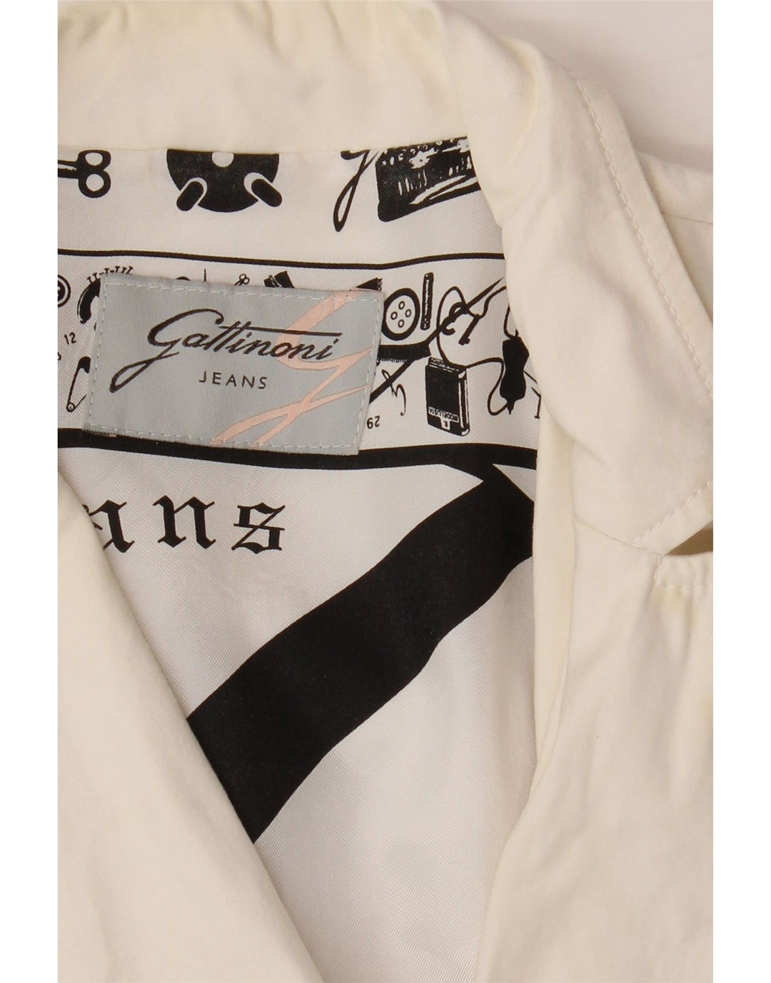 GATTINONI Womens Graphic 1 Button Blazer Jacket UK 12 Medium White Vintage Gattinoni and Second-Hand Gattinoni from Messina Hembry 