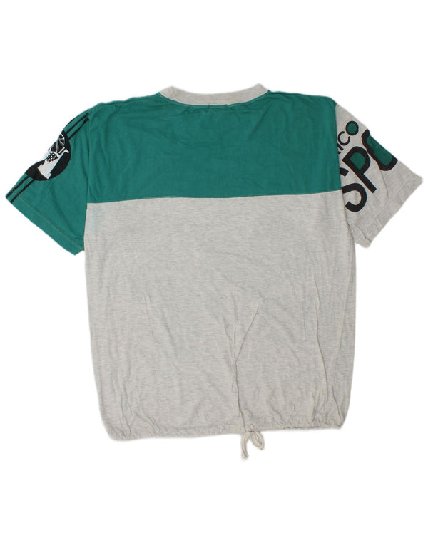 Vintage Herre grafisk T-shirt Top Medium Grey Colourblock Bomuld